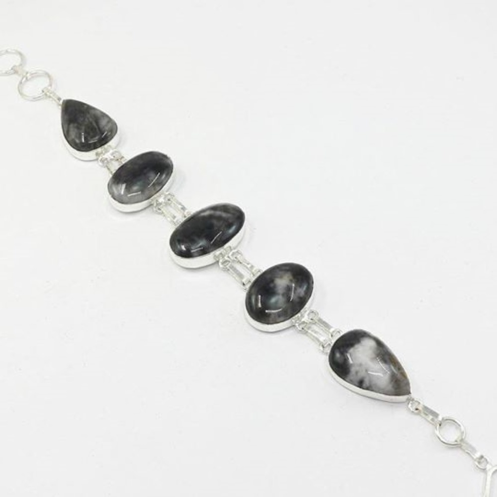 925 Stering Silver Jasper Gems Adjustable Chain Br